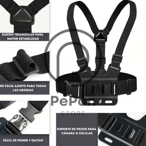 Super pechera con soporte para celular y cámara