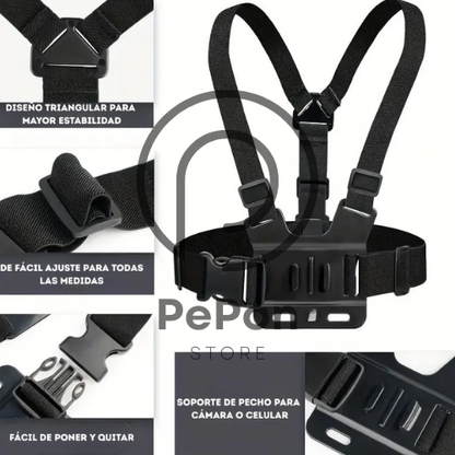 Super pechera con soporte para celular y cámara